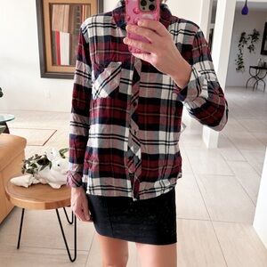 Rails Hunter Flannel Button Down Shirt Burgundy Blue White Plaid Print Size M